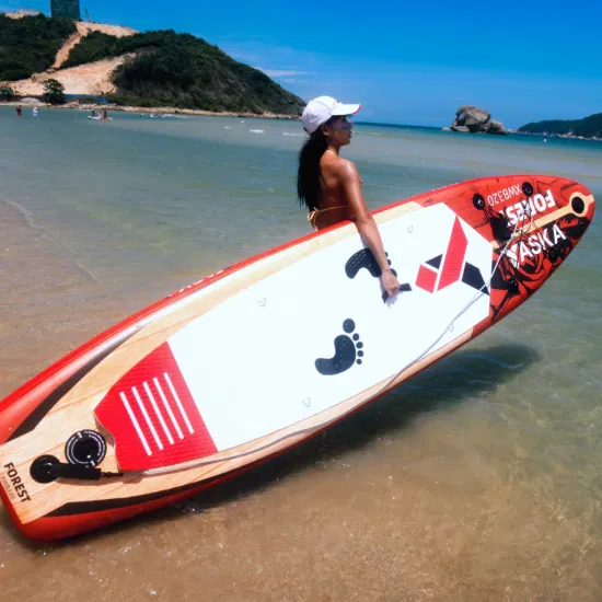 Venda por atacado de fábrica, venda quente em toda a volta da placa de sup inflável com impressão UV em 10′ 6FT de comprimento 30′ ′ Largura 6′ ′ Espessura Paddleboard