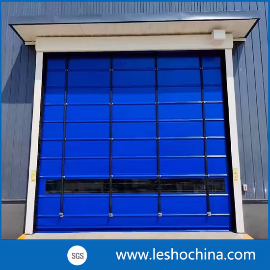 Rolo rápido de tecido de PVC resistente ao vento automático industrial de tamanho grande Dobra rápida para cima Porta de enrolamento rápido de empilhamento de alta velocidade para armazém
